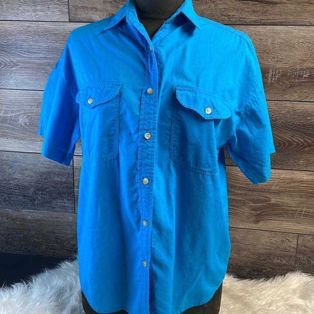 BEST American Clothing Co,Ladies Button Up Top, Size S, Blue
